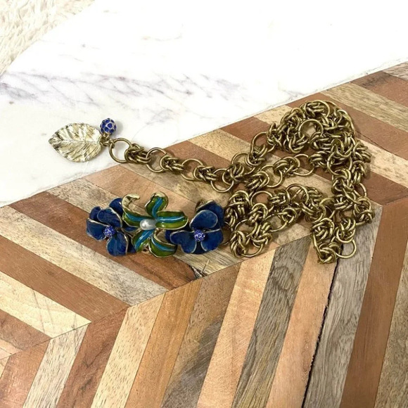 Vintage - Kenneth Jay Lane Rare Collectible Yellow Goldtone Floral Buckle Belt - Picture 4 of 5